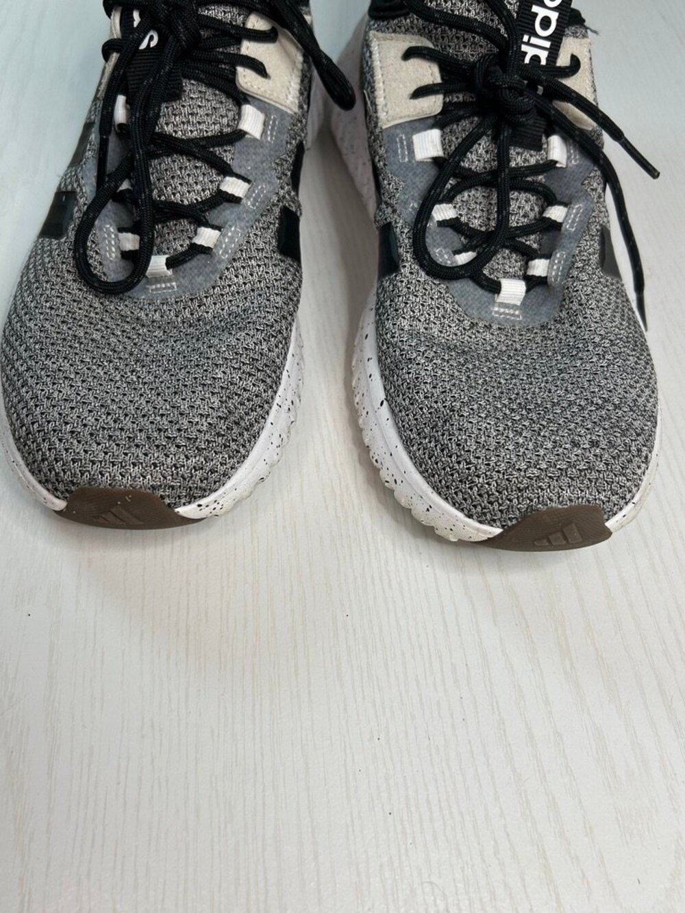 Adidas Gray Black Knit Sneakers Men's Size 8.5 Athletic Casual Streetwear Shoes - Picture 4 of 9